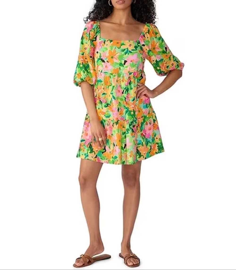 Sanctuary Weekender floral vibrant multicolor linen blend dress women’s size XS